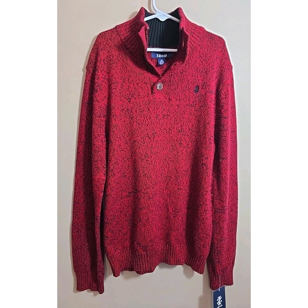 Izod 100 % Cotton Sweater Boys M 10-12 NWT Red & Black